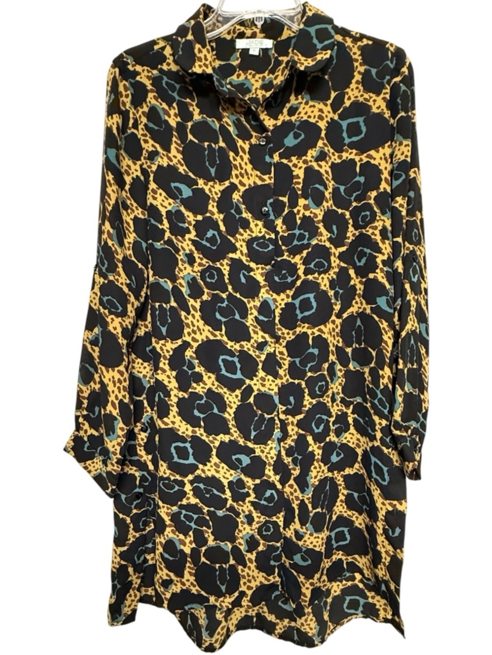 JADE Melody Tam Animal Print Hi Low Dress Boho Safari Chic Size M